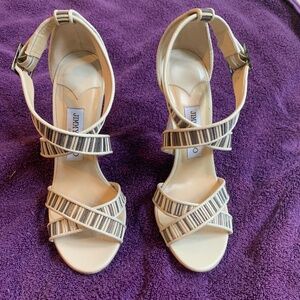 Jimmy Choo Beige/Brown Strappy Heeled Sandals sz 39